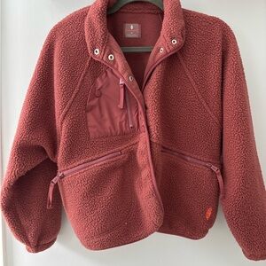 FP Movement by Free People Rust Red Sherpa Zip-Up Jacket